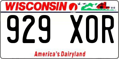 WI license plate 929XOR