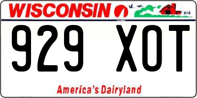 WI license plate 929XOT