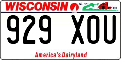 WI license plate 929XOU