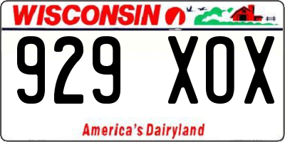 WI license plate 929XOX