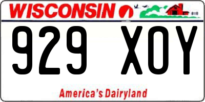 WI license plate 929XOY
