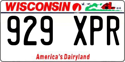 WI license plate 929XPR