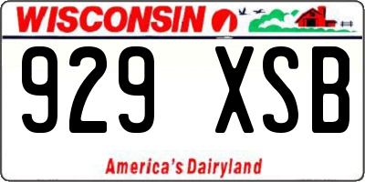 WI license plate 929XSB