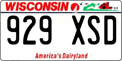 WI license plate 929XSD