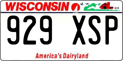 WI license plate 929XSP