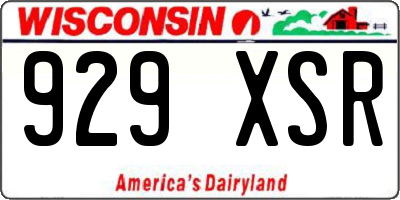 WI license plate 929XSR