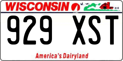 WI license plate 929XST
