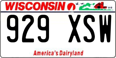 WI license plate 929XSW