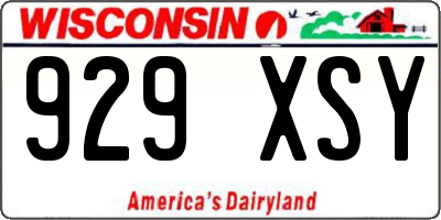 WI license plate 929XSY