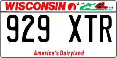 WI license plate 929XTR