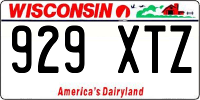 WI license plate 929XTZ