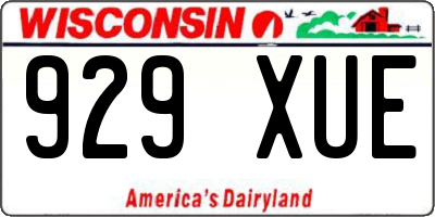WI license plate 929XUE