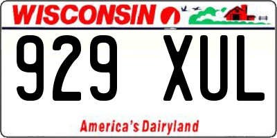 WI license plate 929XUL