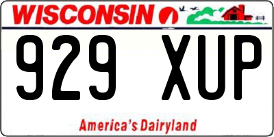 WI license plate 929XUP