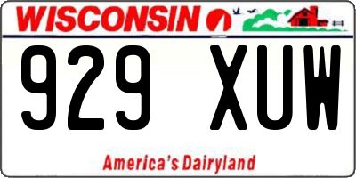 WI license plate 929XUW