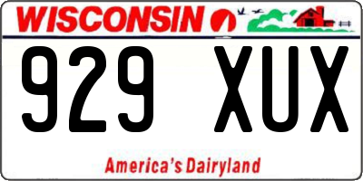 WI license plate 929XUX