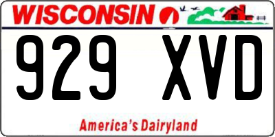 WI license plate 929XVD