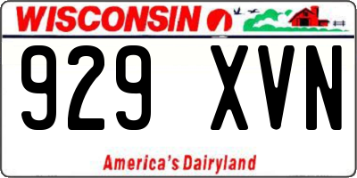 WI license plate 929XVN