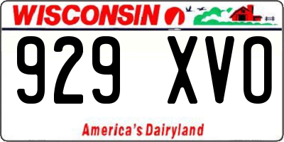 WI license plate 929XVO