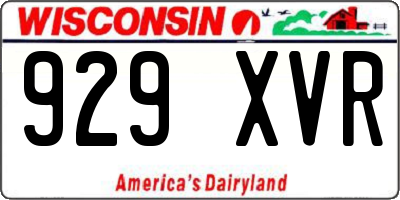 WI license plate 929XVR