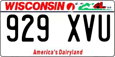 WI license plate 929XVU