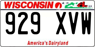 WI license plate 929XVW