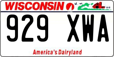 WI license plate 929XWA