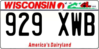 WI license plate 929XWB