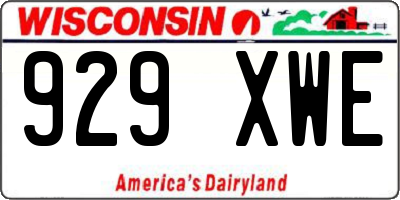 WI license plate 929XWE
