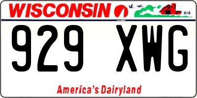 WI license plate 929XWG