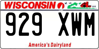 WI license plate 929XWM