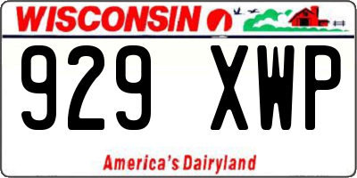 WI license plate 929XWP
