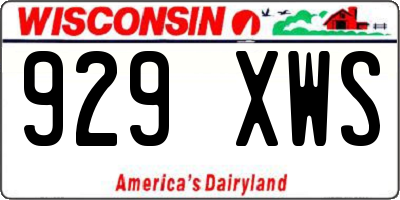 WI license plate 929XWS