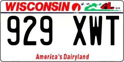 WI license plate 929XWT