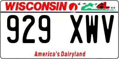 WI license plate 929XWV