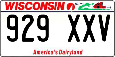 WI license plate 929XXV