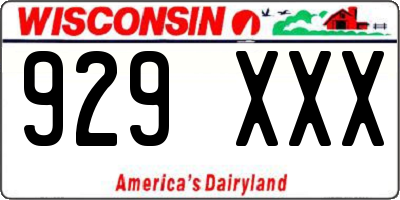 WI license plate 929XXX