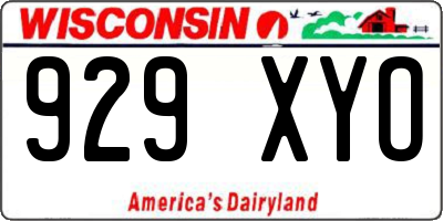 WI license plate 929XYO