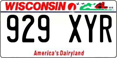 WI license plate 929XYR