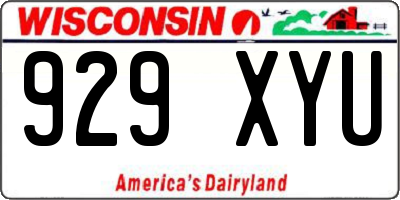WI license plate 929XYU