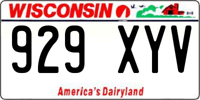WI license plate 929XYV