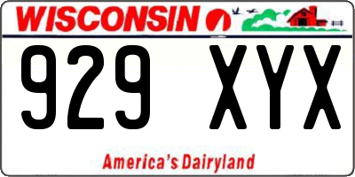 WI license plate 929XYX