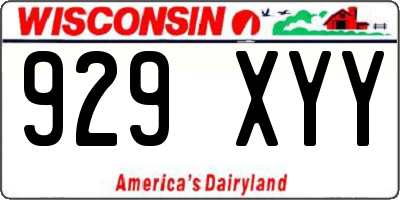WI license plate 929XYY