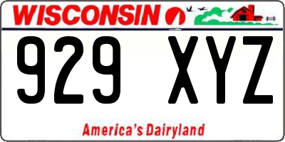 WI license plate 929XYZ