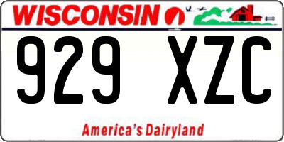 WI license plate 929XZC