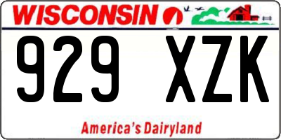 WI license plate 929XZK