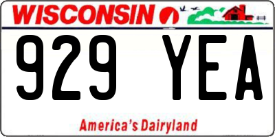 WI license plate 929YEA
