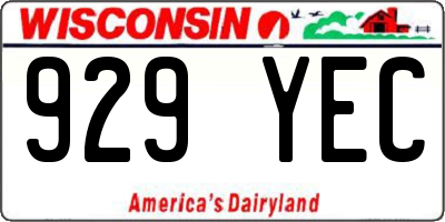 WI license plate 929YEC