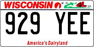 WI license plate 929YEE
