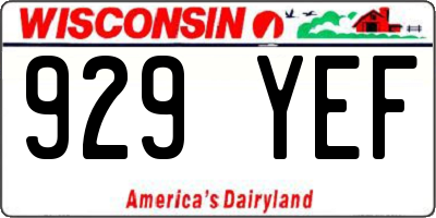 WI license plate 929YEF